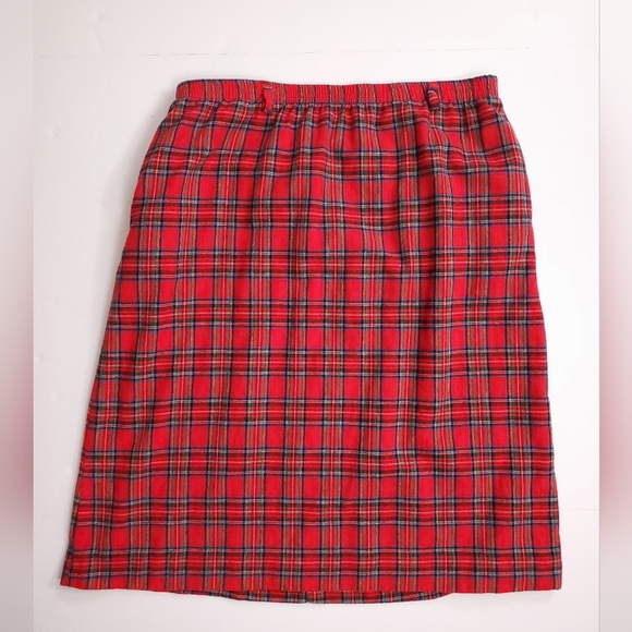 Orvis Dresses & Skirts - Vintage Orvis Red Cotton Flannel Plaid  Midi Skirt Pockets Womens Medium USA